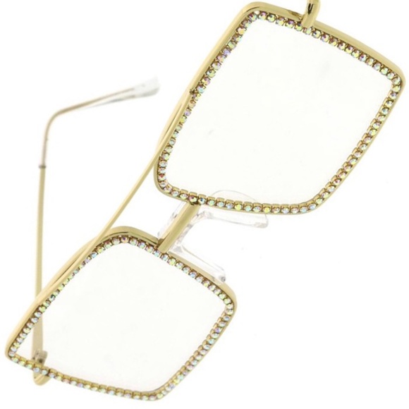 •Bling Queen• Clear Rhinestone Laced Sunglasses - Picture 4 of 4